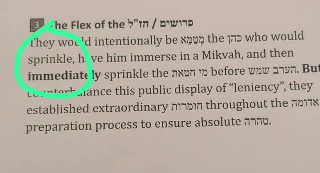 Correction to the Parah Adumah sheet: “The Flex of the Perushim / Chazal”